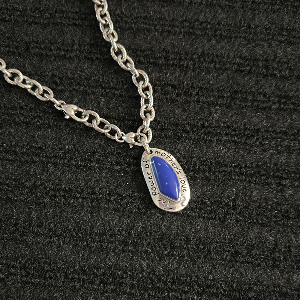 Retired Brighton Silver Necklace with Blue Pendant - Picture 2 of 3